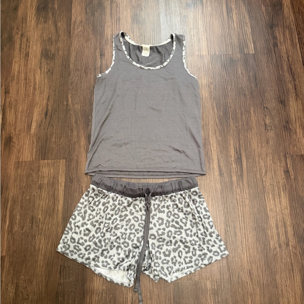 Lucky Brand Gray Leopard Pajama Set